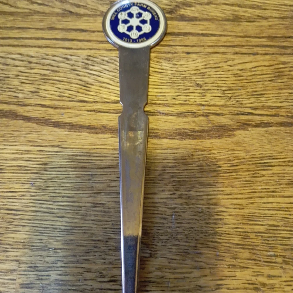 Vintage Will County Farm Bureau 75th Anniversary Letter Opener 1913-1988 w/...